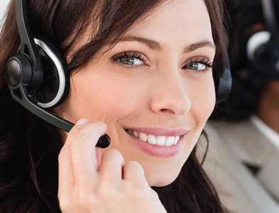 Woman smiling with headset